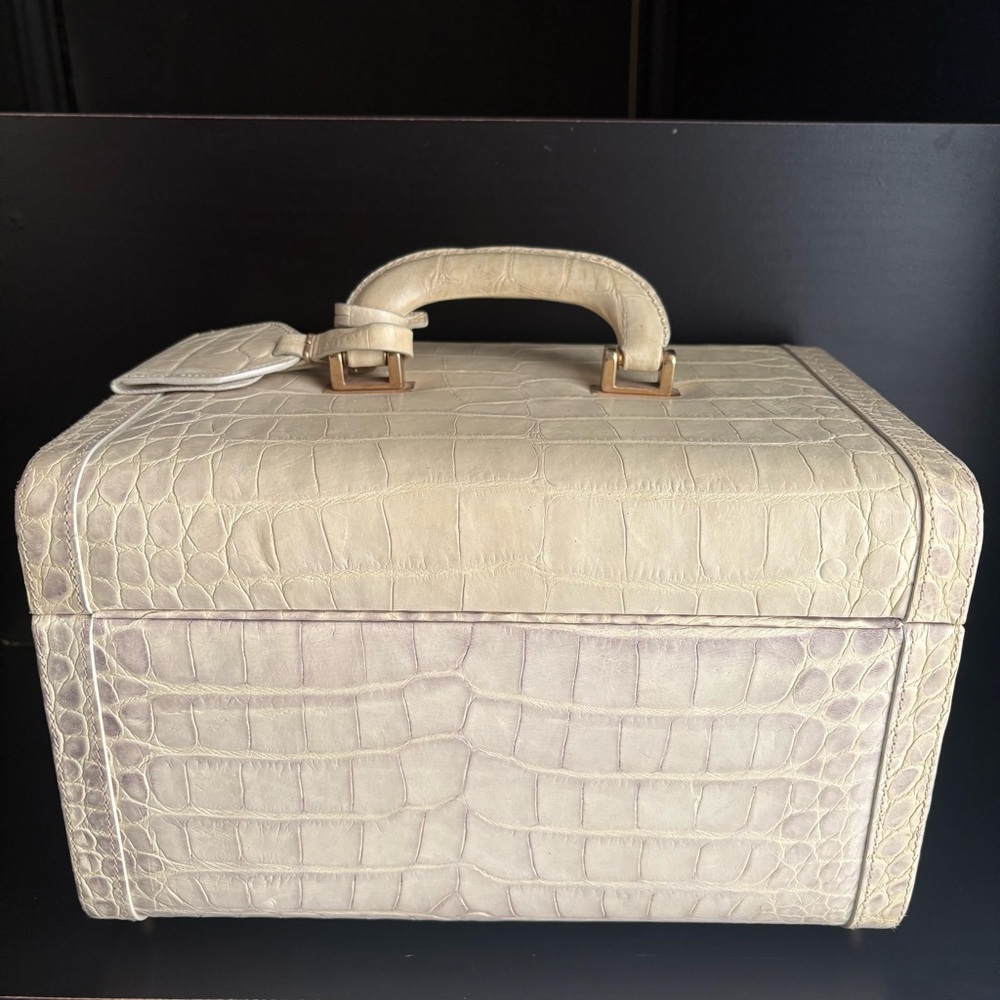 Dooney & Bourke Nile White Croc Embossed leather Train Case Travel cosmetic bag - Picture 7 of 16